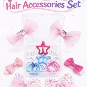 Princess Hair Accessories Set – Girls Hair Clips, Bows & Elastic Bands